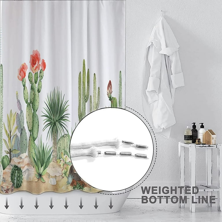 Green Cactus Shower Curtain Sets,Tropical Plants Flowers Bathroom  Curtains,Modern Minimalist Art Bath Curtain,Waterproof Fabric with 12 Hooks  72x72 Inches - Walmart.com