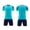 Blue, variant on Solid Color Soccer Training Set Crew Neck Short Sleeve Top with Elastic Waist Shorts Quick Dry Breathable Comfortable Athletic Uniform,5-15Y