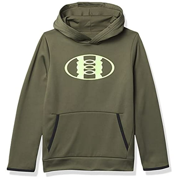 Boys' Armour Fleece Hoodie , Marine Od Green (390)/Black , Youth Small
