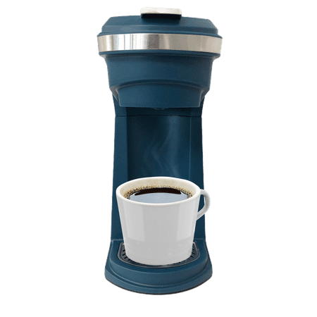 

Frigidaire ECMK110 Stainless Steel 2 In 1 Single Serve K Cup / Ground Coffee Maker 14oz With Push Button Switch With Mesh Filter Navy