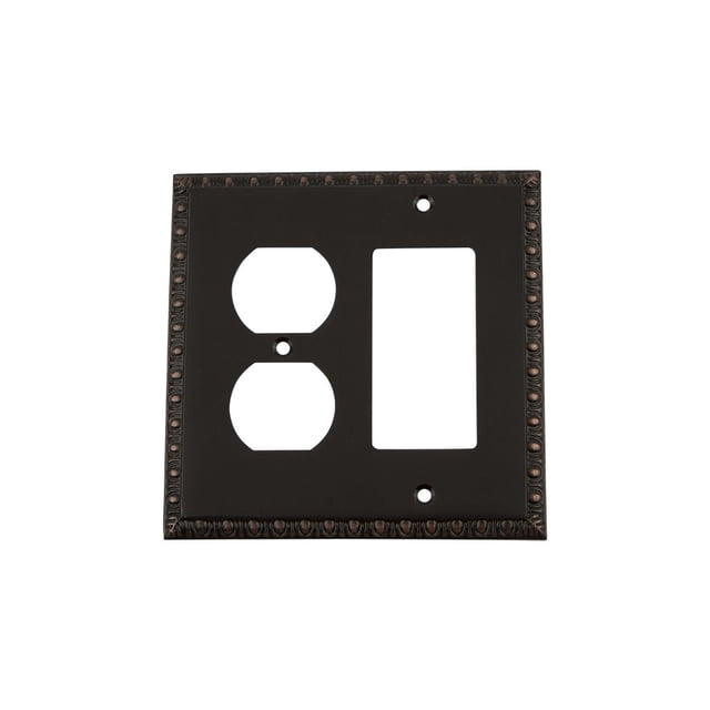 Nostalgic Warehouse 719696 Egg & Dart Switch Plate with Rocker and Outlet, Timeless Bronze