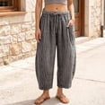thumbnail image 2 of ibiyuan Womens Work Pants Wide Leg Elastic Waist Palazzo Pants for Women Casual Flowy Trousers Pants for Women Drawstring Women Lounge Pants Vacation, 2 of 6
