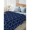 thumbnail image 4 of Navy Blue Twim Size Flat Sheet, Wrinkleproof & Fadeproof Cooling Flat Bed Sheet Only, Geometric Leaf Diamond Plaid Abstract Check Breathable Soft Bedding Top Sheets 66 x 96 Inches, 4 of 8