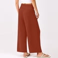 thumbnail image 4 of HKYNLAG Womens Wide Leg Palazzo Pants Summer Beach High Waisted Cropped Flowy Pants 2026 Dressy Casual Trousers with Pockets Vermilion M, 4 of 5