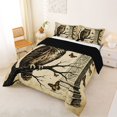thumbnail image 2 of Homewish Dark Halloween Owl Full Size Comforter Sets,Vintage Butterfly Print Bedding Comforter Set,Sepia Brown Cream,Black Reversible,3 Pieces,1 Comforter and 2 Pillowcases, 2 of 7
