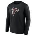 thumbnail image 2 of Men's Black Atlanta Falcons Primary Logo Long Sleeve T-Shirt, 2 of 3