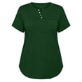 thumbnail image 3 of Uootdi Women's Henley Tops Short Sleeve Button Placket Blouses Casual Daily Style Soft Breathable Relaxed Fit Tees Gift, 3 of 7