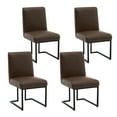 thumbnail image 2 of Faux Leather Mid Century Modern Dining Chair Set of 4, Upholstered Padded Dining Chairs Armless Accent Chair with Black Metal Frame for Dining Room/Living Room/Kitchen/Office, Brown, 2 of 8