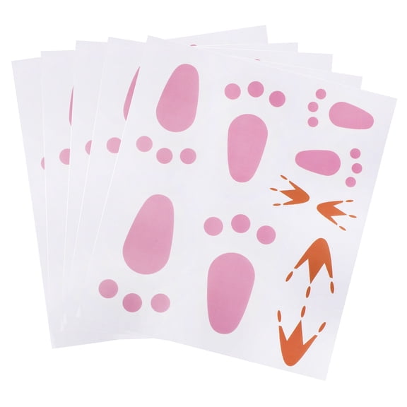 HONITANO 5 Sheets Easter Rabbit Footprint Sticker Assorted Color PVC Wall Decoration for Home Bar Club School Party