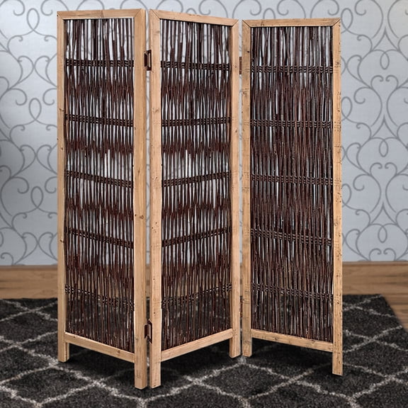 71 Inch 3 Panel Interconnected Branches Room Divider, Brown - Saltoro Sherpi