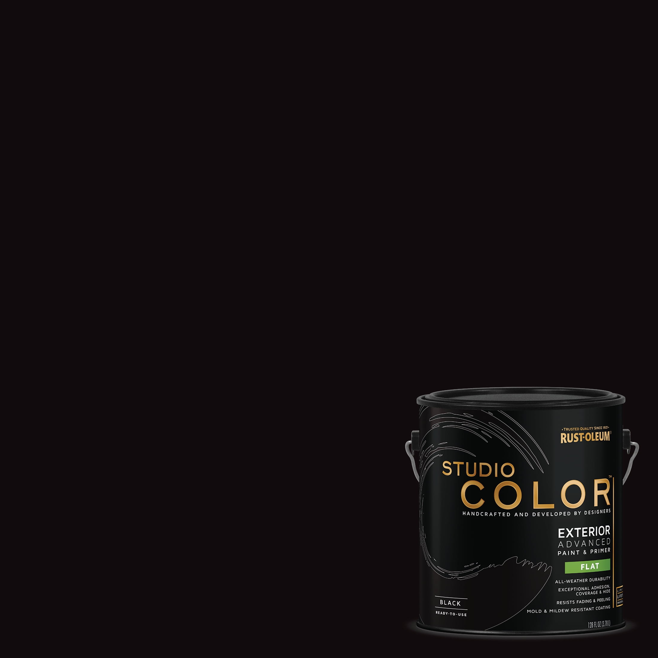 Black, Rust-Oleum Studio Color Exterior Paint + Primer, Flat Finish, Gallon