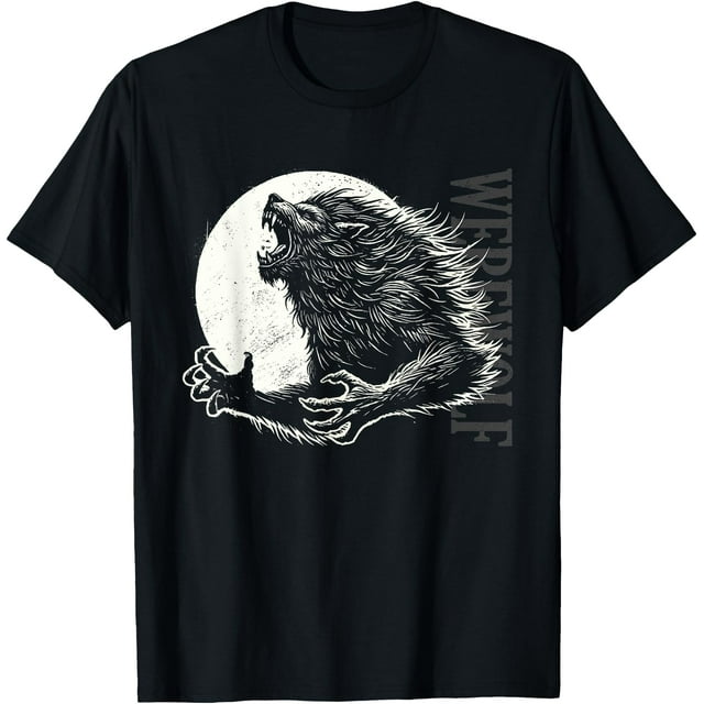 T-Shirt Halloween Folklore Monstre Effrayant Pleine Lune - comme sur l'Image - S