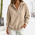 thumbnail image 4 of Neewe Women's V Neck Hoodies Long Sleeve Sweatshirt Drawstring Pullover Tops with Pocket Daily Outfits, 4 of 6