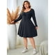 thumbnail image 5 of Vestido Casual de Mujer de Talla Grande con Cuello Cuadrado, Larga y Canalé. Gris Oscuro XL, 5 of 9
