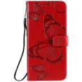 thumbnail image 2 of (Rouge) pour Huawei Enjoy Z Étui en Cuir à Rabat Horizontal Motif Papillons 3D, 2 of 5
