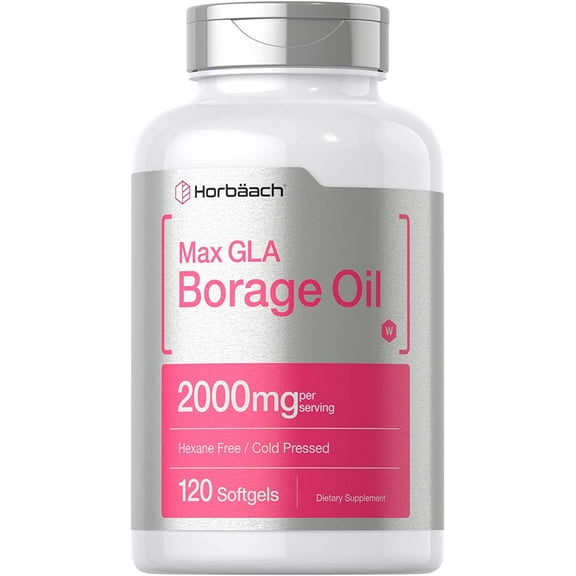 Borage Oil Capsules 2000 mg | 120 Softgels | 380mg of GLA | by Horbaach