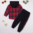 thumbnail image 4 of GYRATEDREAM Toddler Boy Clothes Plaid Flannel Hoodied Sweatshirt Tops + Letter Print Pants Boys Fall Winter Outfits 18M-6T, 4 of 8