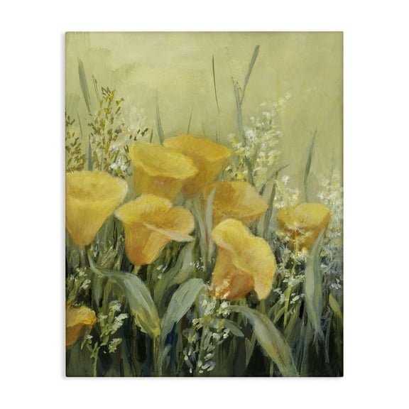 Stupell Industries Golden Horned Poppies Plants & Flowers Painting Wrapped Canvas Art Print Wall Art, 16 x 20
