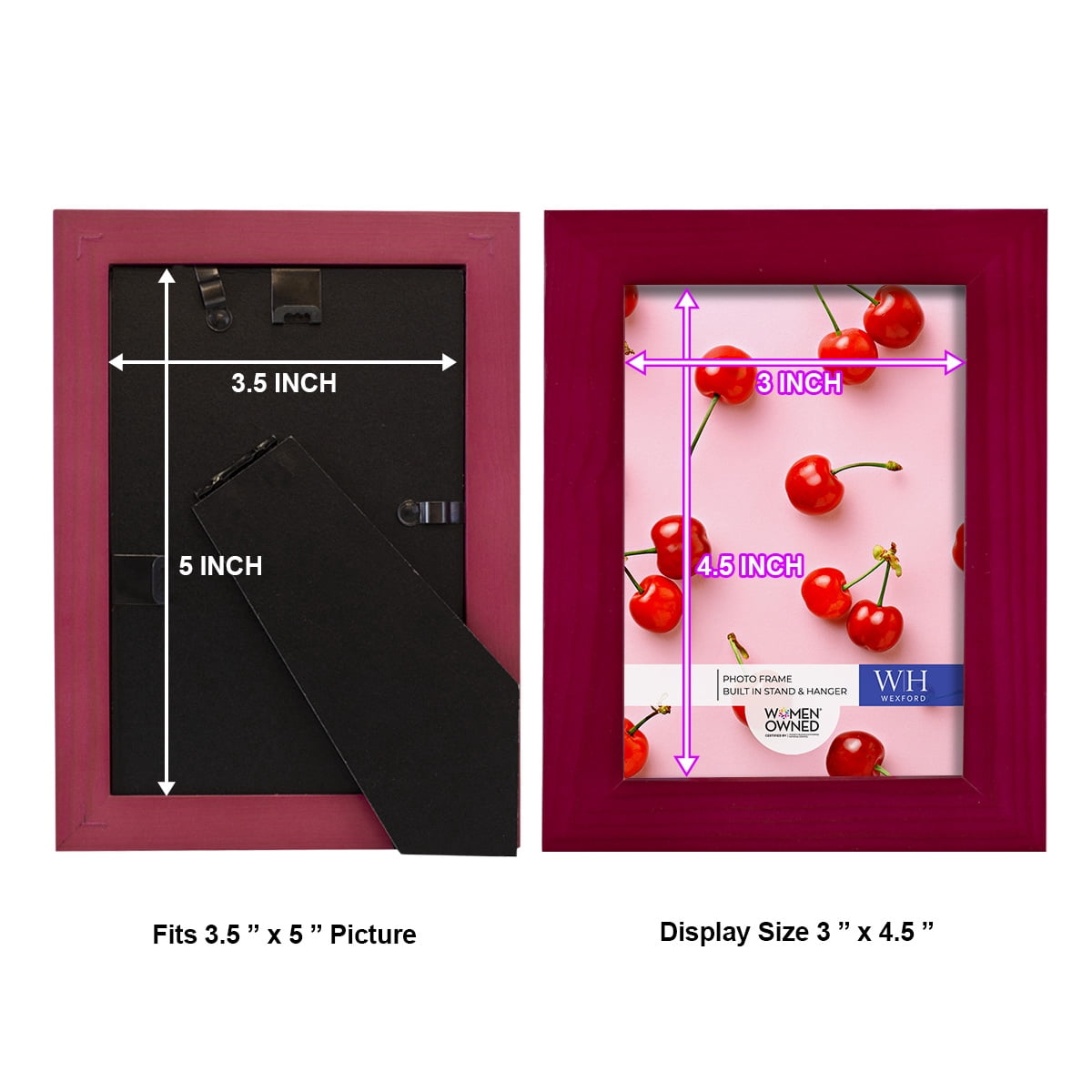 Woodgrain 3.5 in. x 5 in. Cherry Red Picture Frame Set (Set of 4)