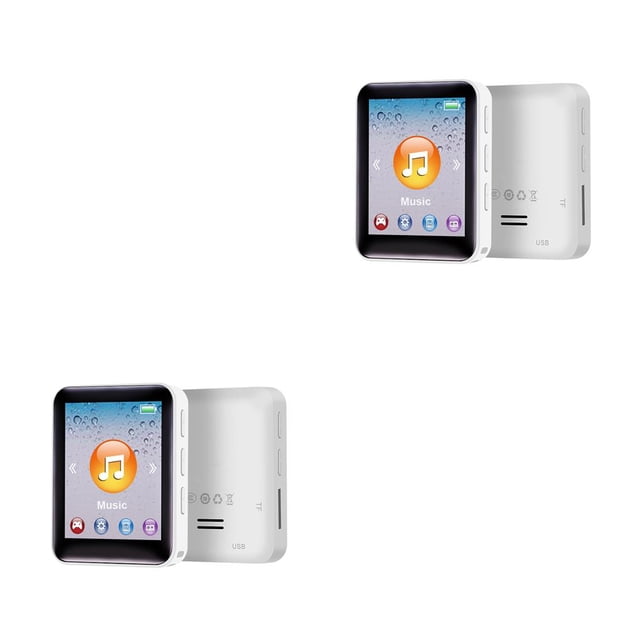Sidaley Mini MP3 Pantalla HIFI TF Tarjeta Estéreo Lectura de libros Reducción de ruido Recargable MP4 Reproductor de música para interiores Blanco Solo máquina 2Conjunto
