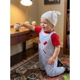 thumbnail image 4 of BemeyourBBs Newborn Baby Boy Girl Baseball Outfit Cute Infant Boy Summer Clothes Short Sleeve Romper with Baseball Embroidery Plaid Overalls Pants Set Hat, 4 of 9