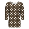 thumbnail image 7 of Ayolanni Womens Tops for Teachers Brown 3/4 Length Sleeve Boat Neck Cute Polka Dot Buttons Blouses Ladies Tops XL, 7 of 7
