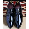 thumbnail image 5 of Dress Shoes Men Pointed Toe Floral Patent Leather Lace Up Oxford Fashion Formal Shoes Black Blue Red, 5 of 10