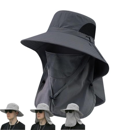 Fishermans Hat Detachable Outdoor Wide Brim Sun Hat with Removable Face Neck Flap UV Protection Mesh Ventilation for Fishing Hiking Gardening Men Women