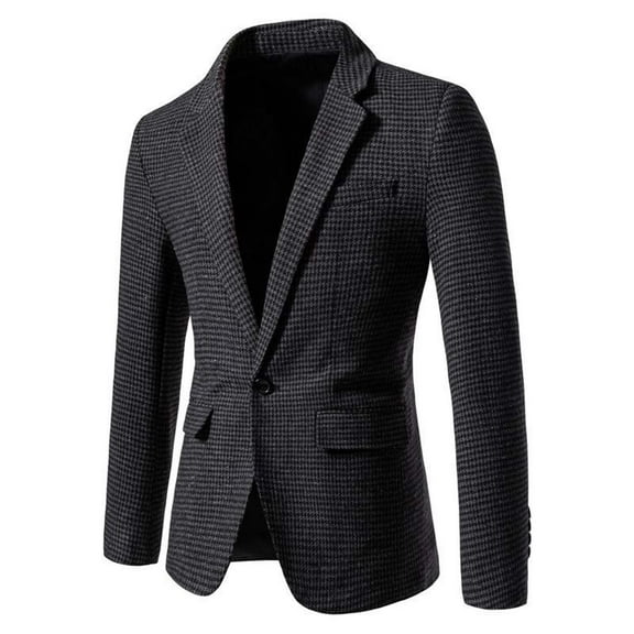 cllios Mens Herringbone Blazer Vintage Tweed Sport Coat Jacket Checkered Slim Fit One Button Suit Blazer Solid Notched Lapwl Tuxedo Jackets with Pocket