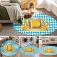 thumbnail image 4 of Round Rug 4ft Area Rug,Oktoberfest Theme Area Rugs for Living Room Bedroom,Farmhouse Wheat Beer Diamond Plaid Floor Mat Non-Slip Non-Shedding Carpet Indoor Accent Rugs, 4 of 9