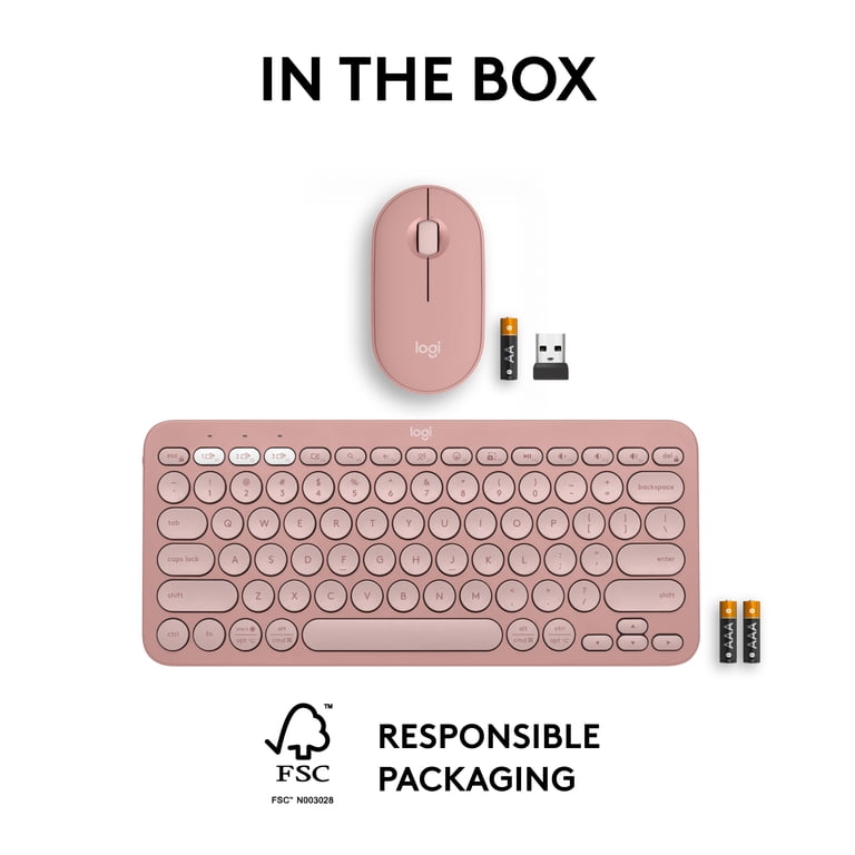 Logitech Pebble 2 Combo Wireless Keyboard and Mouse, Customizable