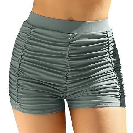 women plus size high waist bikini bottoms swim briefs beach shorts ruched bottom high cut swim bottom full coverage swimsuit bottom sports yoga shorts swimbottom swimsuit women