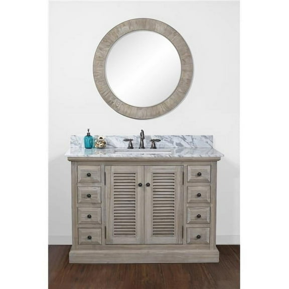 InFurniture Rustic Style Marble Top with SQ Sink 48-inch Single Sink Bathroom Vanity