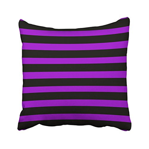 RYLABLUE Decorative Pillowcases Purple And Black Stripes Halloween Throw Pillow Covers Cases Cushion Cover Case Sofa 18x18 Inches Two Side