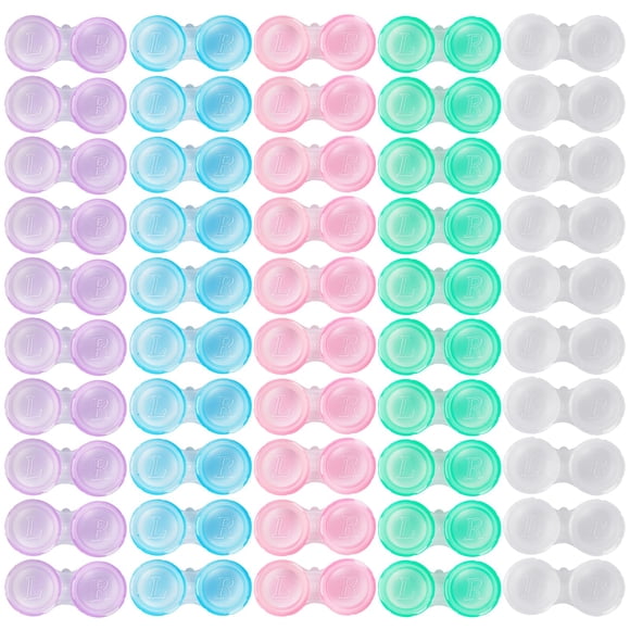 Estuches para lentes de contacto KAOPET, transparentes, a granel, paquete de 50, 5 colores