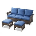 thumbnail image 6 of PARKWELL 3-Piece Patio Sofa Couch with Cushioned Ottoman Seat Foot Rest,Outdoor Rattan Wicker Conversation Furniture Sets,Navy, 6 of 11