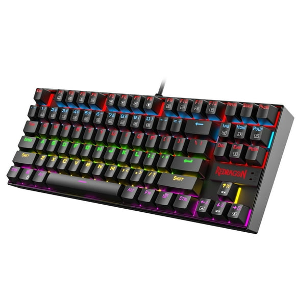 Redragon K552 Mechanical Gaming Keyboard, LED Gaming Keyboard with Red Switches, 87 Full Anti-ghosting Keys, Unique Metal Rim for Windows Gaming PC - Black