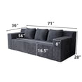thumbnail image 3 of Aukfa 71" 3-Seater Modular Sofa, Corduroy Deep Seat Couch, No Assembly Comfy Sofa for Living Room, Bedroom, Apartment, Dark Gray, 3 of 5