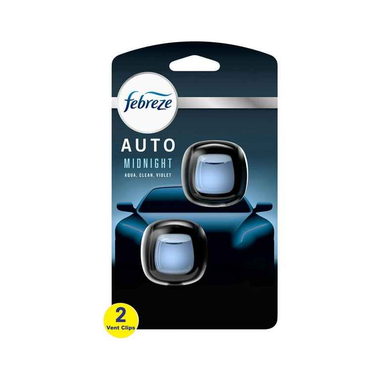 Febreze Midnight Storm Car Air Freshener Vent Clip, 2-Pack