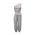thumbnail image 5 of Cagogo Women's 2 Piece Sleeveless Tank Top Wide Leg Pants Set Casual Summer Beach Vacation Outfits Loose Solid Boho Cruise Travel Clothes Lounge Matching Sets Airport, Gray M, 5 of 5