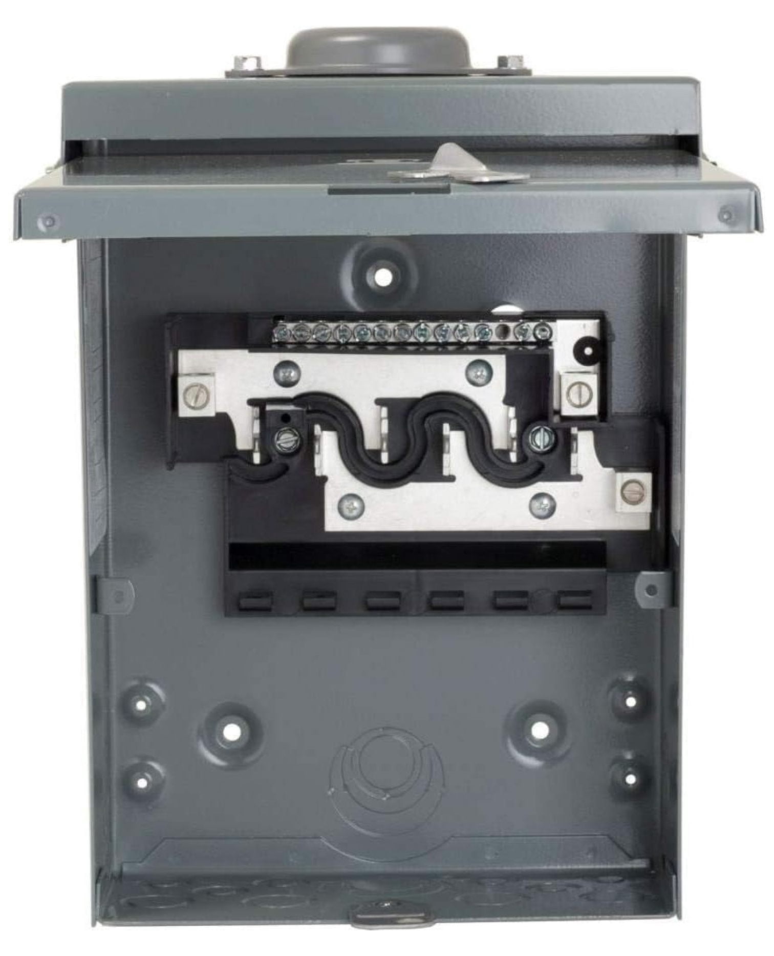 Square D by Homeline 100 Amp Outdoor Main Lug Load Center, Circuit Breaker Box, 6-Space 12-Circuit, 120/240 VAC, UL Listed, Rainproof NEMA 3R Enclosure (HOM612L100RBCP)