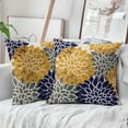 thumbnail image 5 of Mustard Yellow Navy Blue Grey Pillow Covers 18x18 Inch Set of 2 Dahlia Floral Decorative Throw Pillows For Couch Geometry Flowers Modern Pillow Cases Home Decor For Sofa Couch Porch Patio Outdoor, 5 of 6