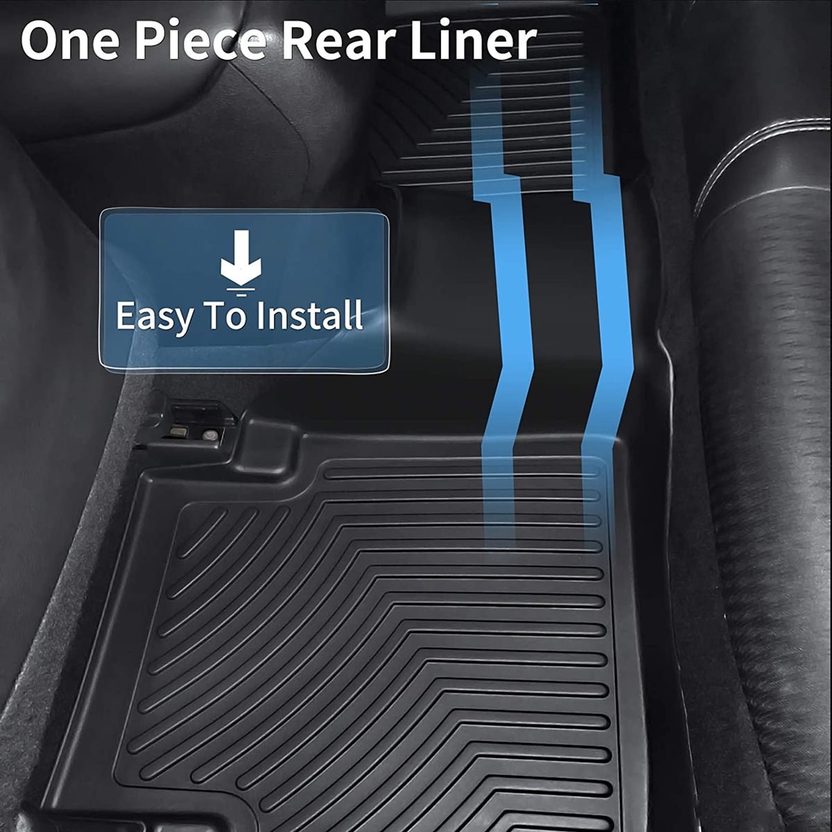 RVNI TPE Rubber Front and Rear 3 Pieces for 2013 2014 2015 2016 2017 2018 Hyundai Santa Fe Floor Mats Set, All-Weather Protection