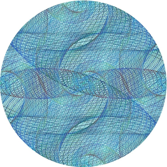 Ahgly Company Indoor Round Patterned Blue Diamond Blue Area Rugs, 8' Round