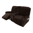 thumbnail image 4 of LiveGo 2 Seater Velvet Recliner Sofa Slipcover with Cup Holders, Stretch Loveseat Recliner Sofa Cover with Console Slate, Slipcover Protector for Living Room, 4 of 12