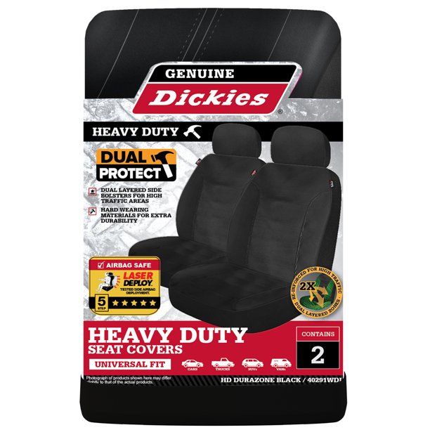 Genuine Dickies 2 Piece Durazone Car Seat Covers Black, 40291WDI