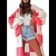 thumbnail image 3 of Suéteres Tipo Cárdigan para Mujer, Otoño-Invierno, Tejidos con Bloques de Colores Arcoíris, Rayas, Acogedores, de Larga, con Bolsillos Delanteros Abiertos Rojo M, 3 of 8