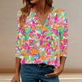 thumbnail image 2 of Women's Fall Blouses for Work Women's Tops Womens 3/4 Sleeve Tops Blouses Reorder Items Fashion Gifts, 2 of 7