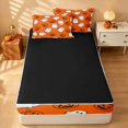 thumbnail image 4 of Homewish Happy Halloween Zipper Twin Comforter Sets with Fitted Sheet and 2 Pillowcases, Cartoon Pumpkin Lantern Ghost Zipper Bedding Set, Orange White, Black Reversible, 4 of 7