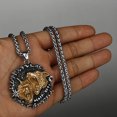 thumbnail image 2 of Double Wolf Head Titanium Steel Pendant Necklace For Men, 2 of 2